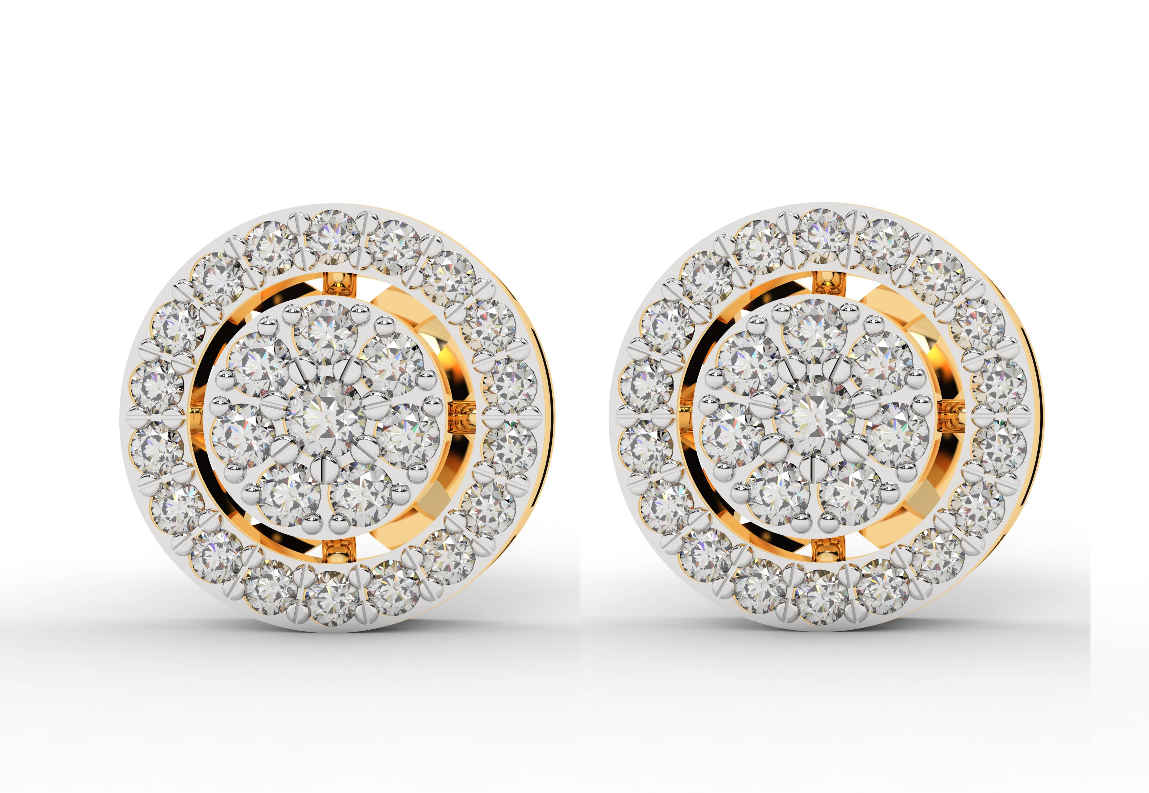 Elegant Round Diamond Stud Earrings